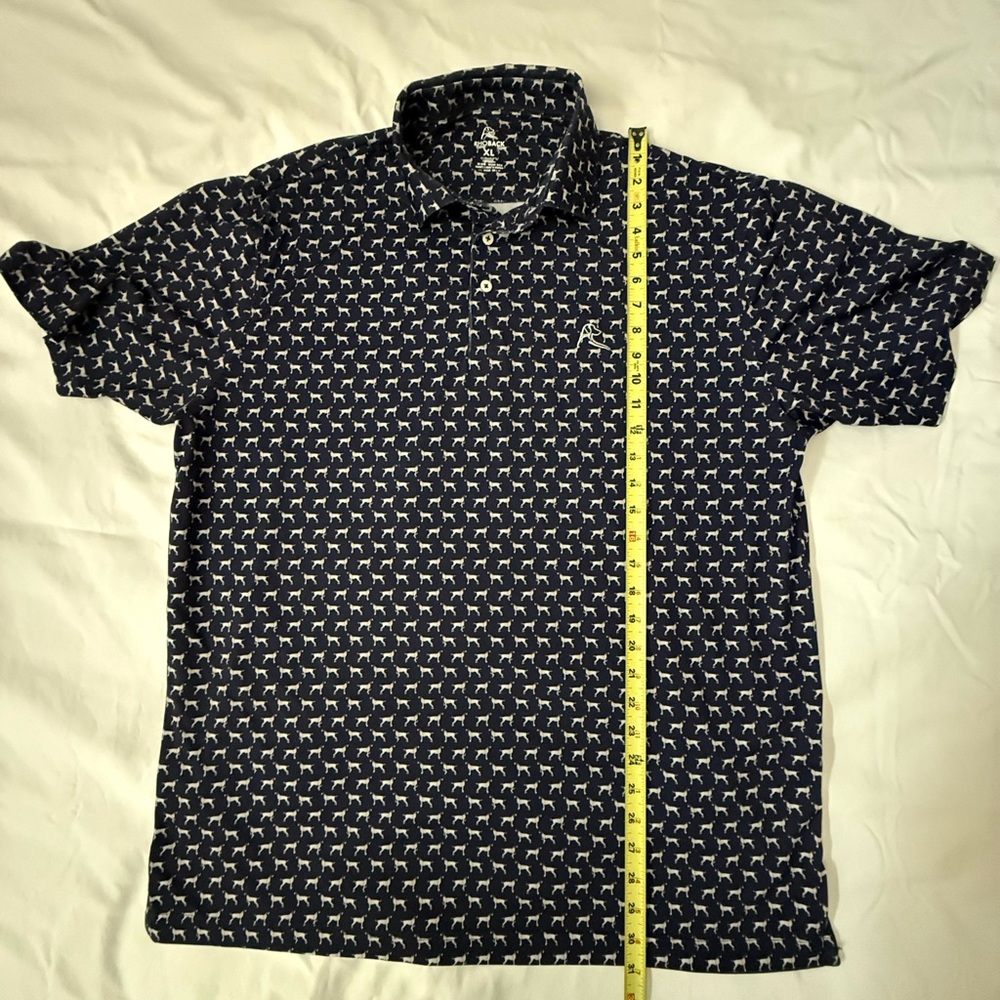 Rhoback Navy and White GSP Dog Patterned Polo